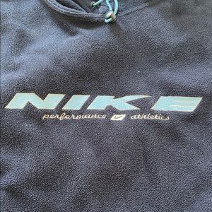 Nike Y2K Performance Athletics Navy Fleece Hoodie Pullover Swoosh